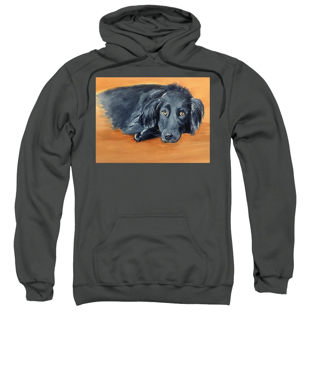 Black Dog Sweatshirt featuring the painting Duncan by Ellen Canfield