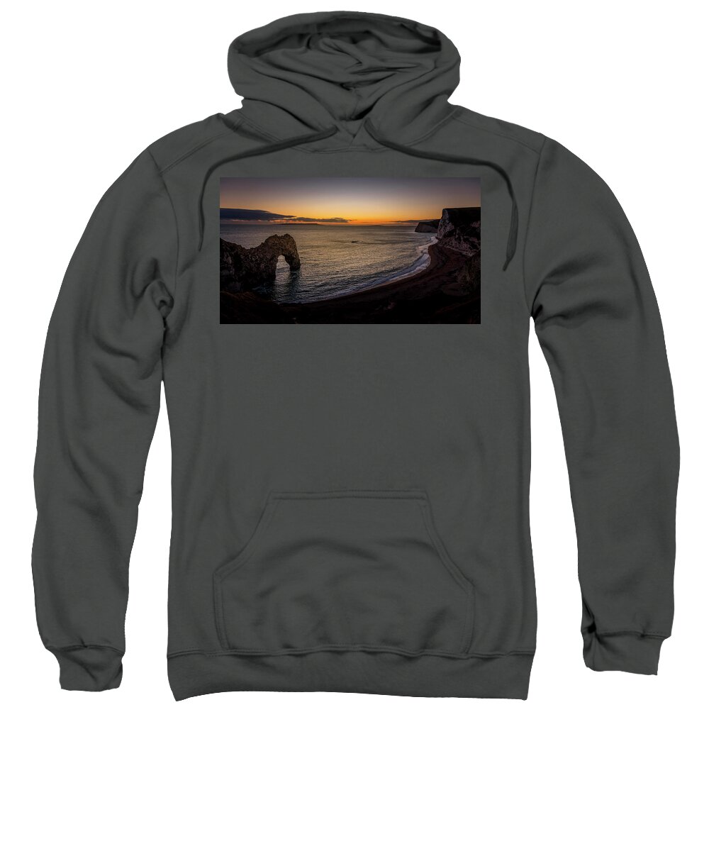 Durdle Sweatshirt featuring the photograph Durdle Door Sunset by Chris Boulton