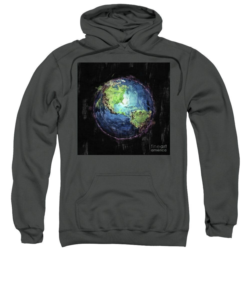 Earth Sweatshirt featuring the digital art Earth And Space by Phil Perkins