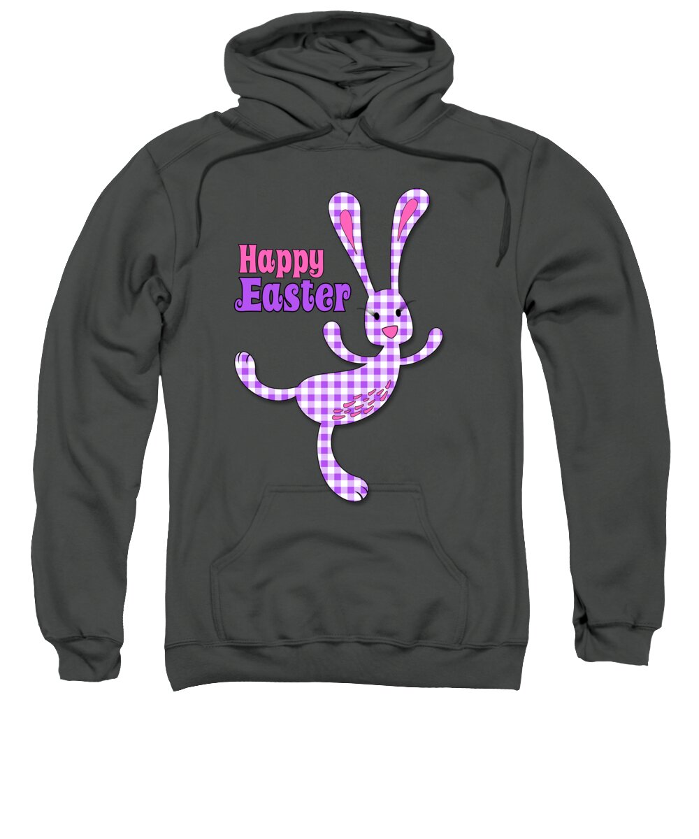 Easter Sweatshirt featuring the digital art Easter Purple Gingham Bunny by Doreen Erhardt