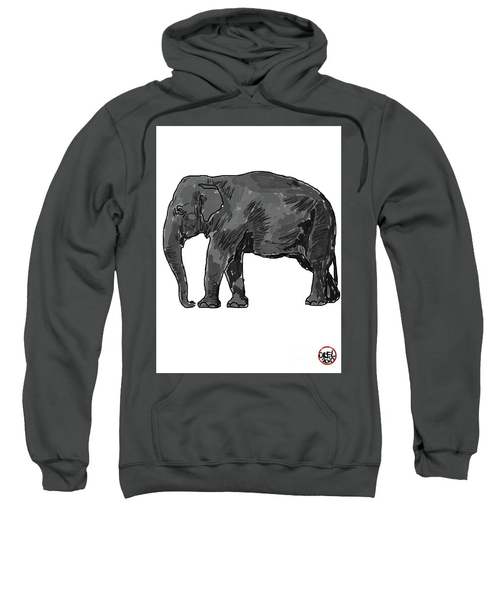 Sweatshirt featuring the painting Elephant by Oriel Ceballos