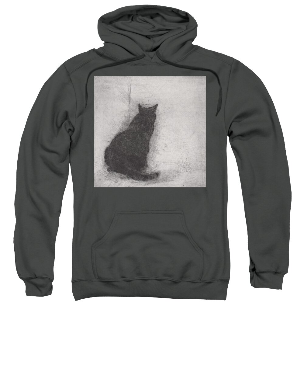 Cat Sweatshirt featuring the drawing Ellen Peabody Endicott - etching by David Ladmore