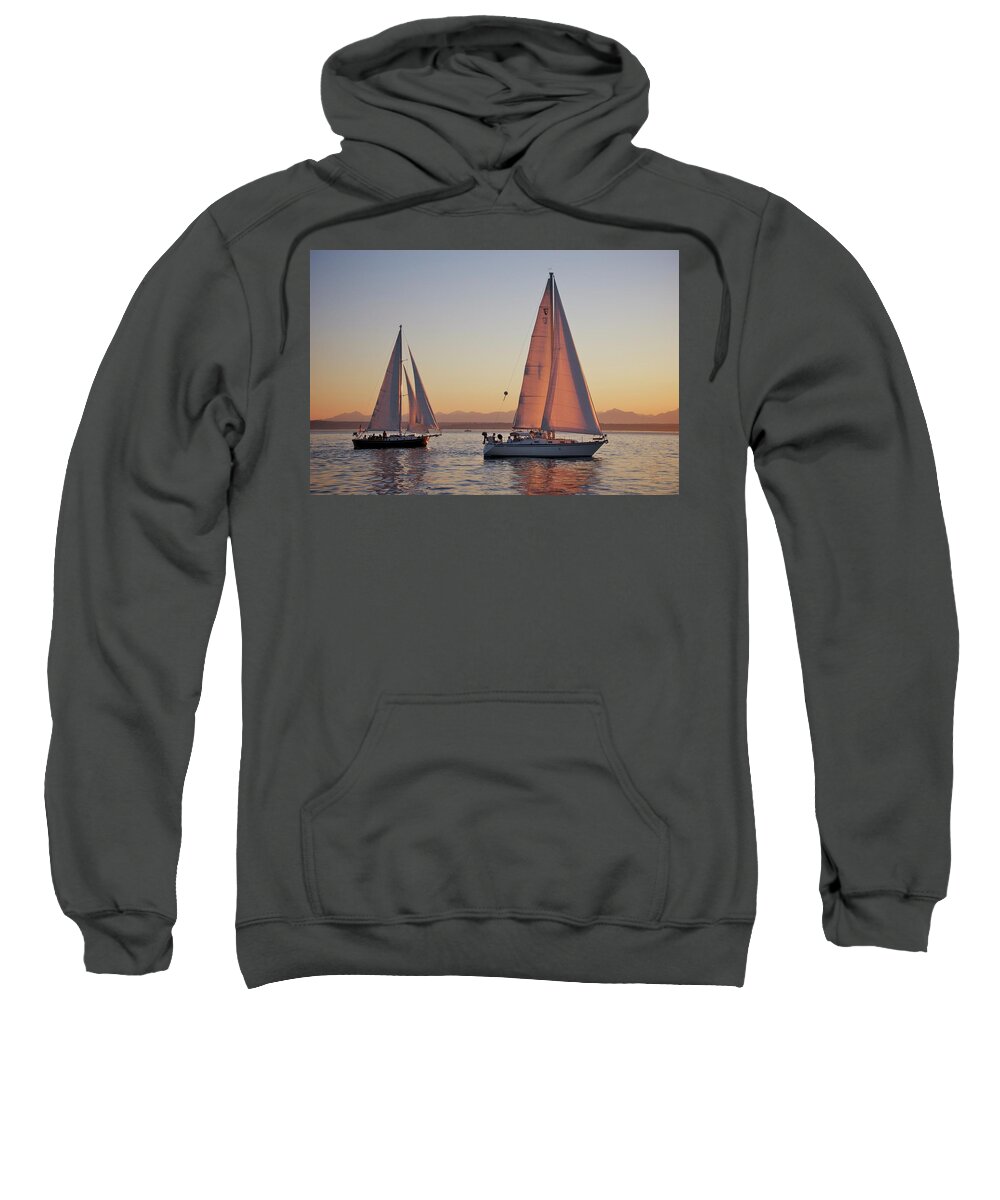 Pacific Northwest Sweatshirt featuring the photograph Elliot Bay Sailboats by Sean Hannon
