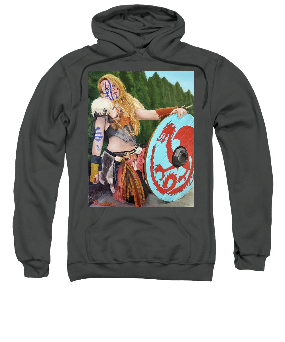 Cosplay Sweatshirt featuring the painting Embercraft Strong by Annalisa Rivera-Franz