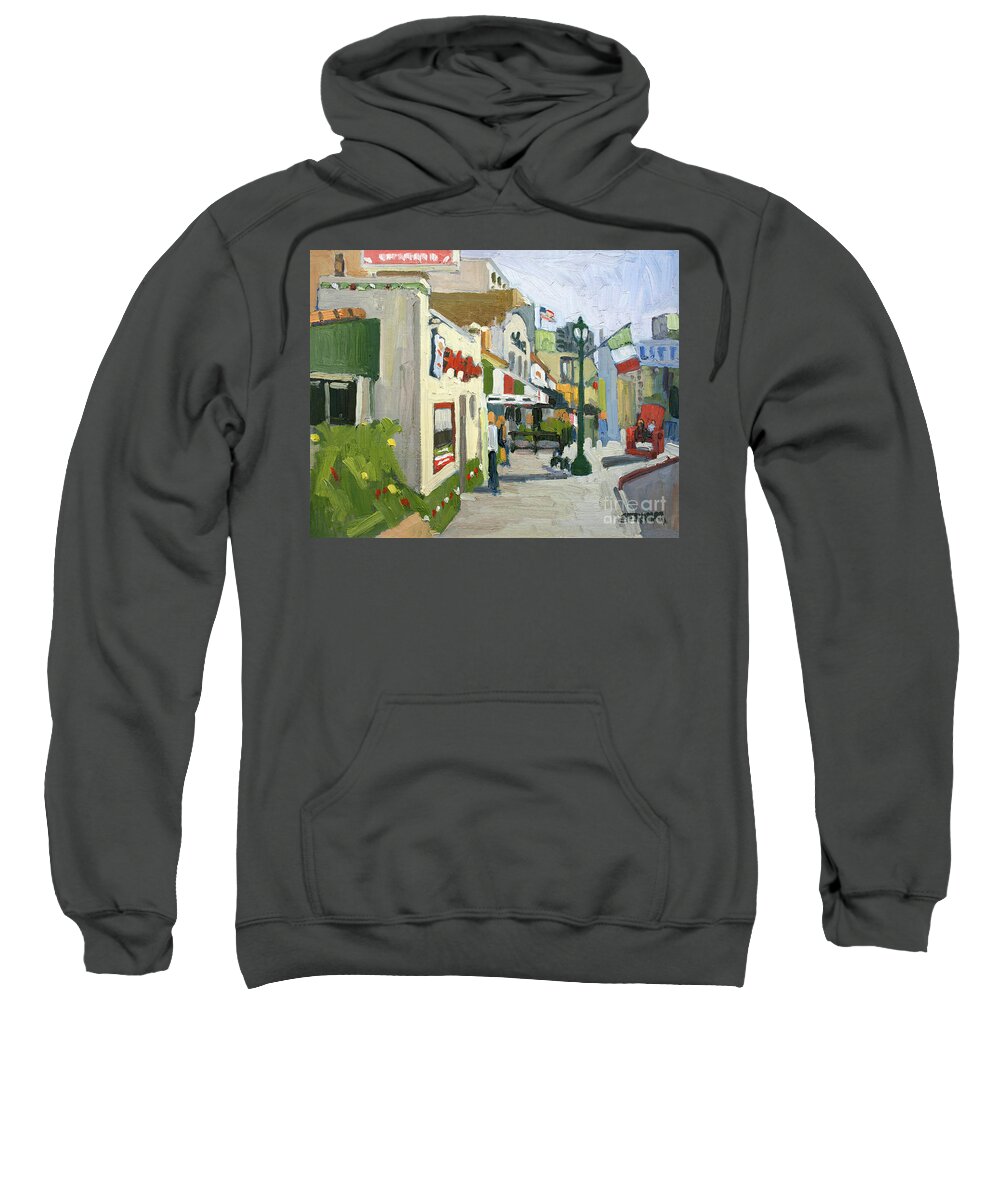 Little Italy Sweatshirt featuring the painting Enjoying Little Italy - San Diego, California by Paul Strahm