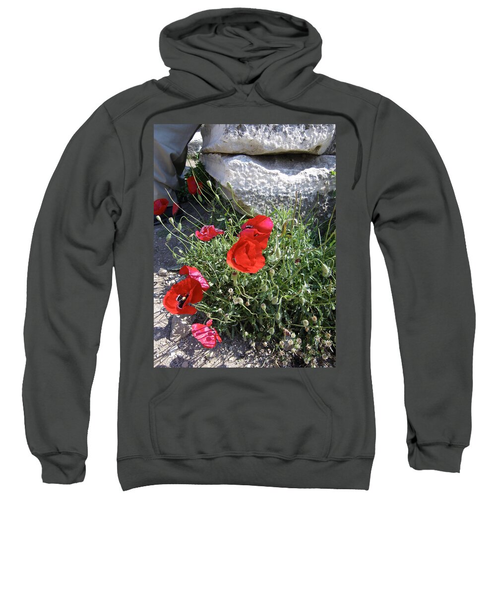 Poppies Sweatshirt featuring the photograph Ephesus poppies by Lisa Mutch