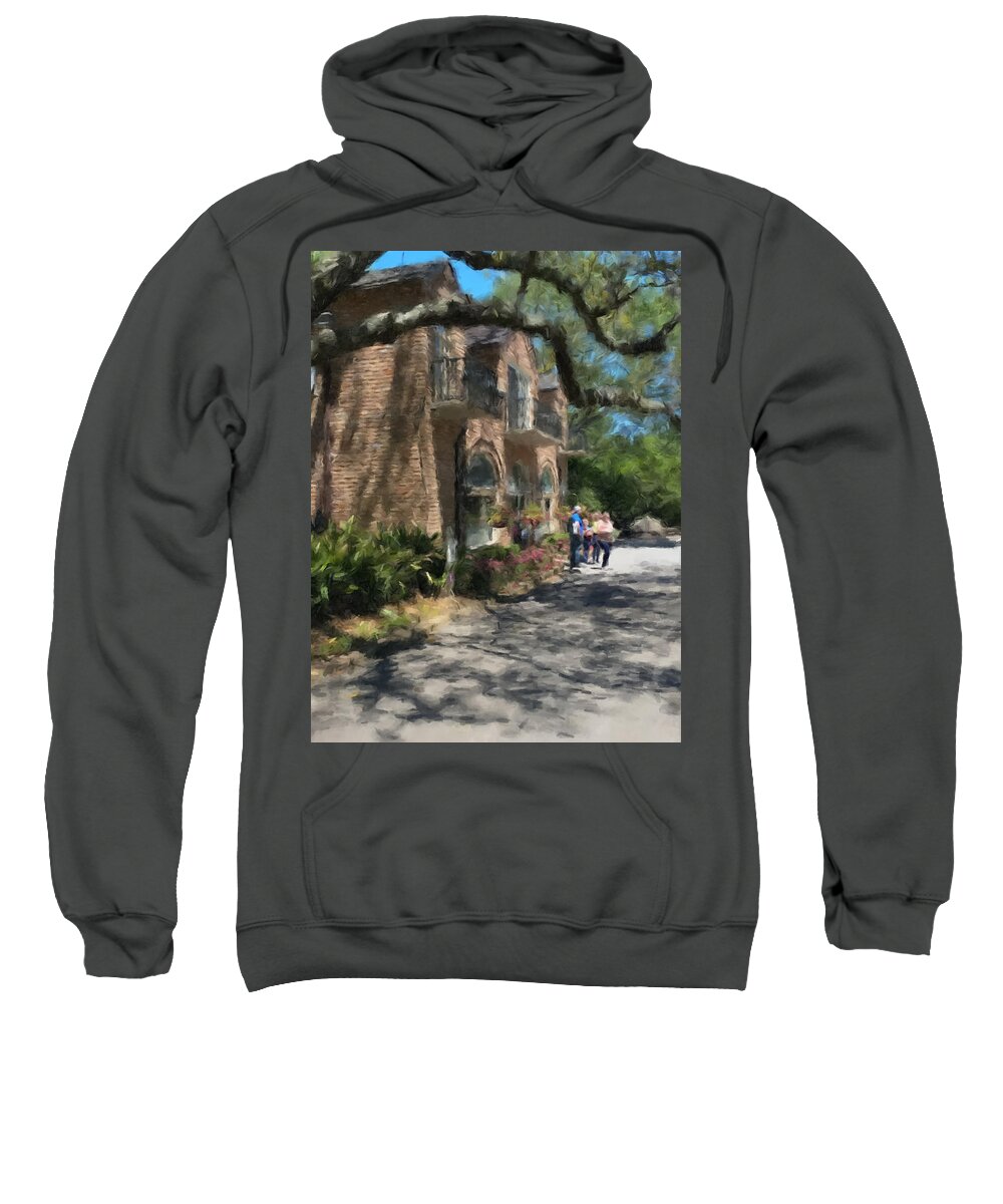 Bellingrath Sweatshirt featuring the painting Estate Garden House by Gary Arnold