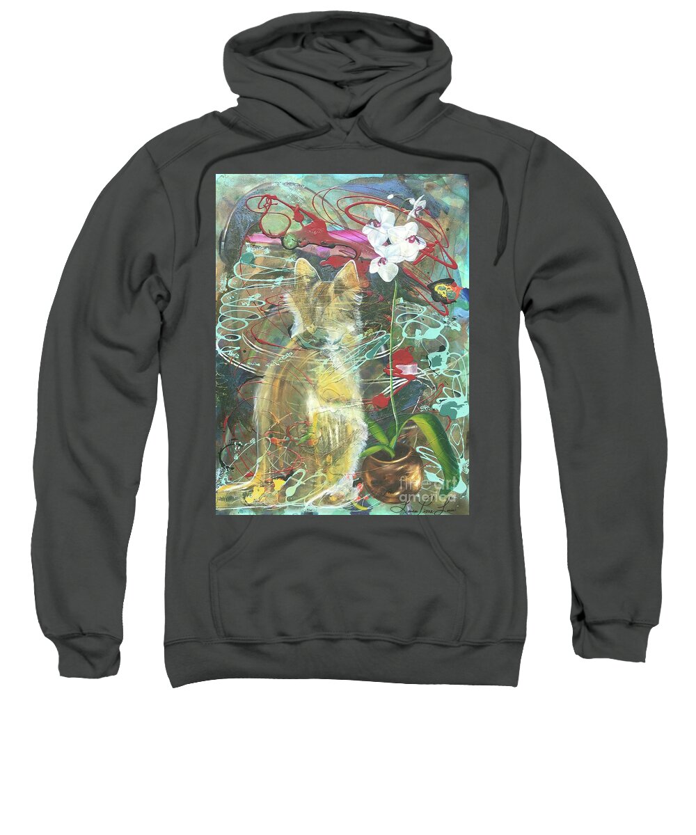 Cat Sweatshirt featuring the painting Estrellita by Laura Pierre-Louis