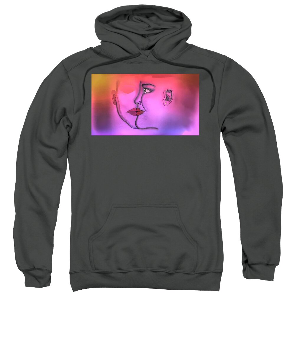 Modern Abstract Sweatshirt featuring the drawing Faces Sense Of Self Introvert Extravert by Joan Stratton
