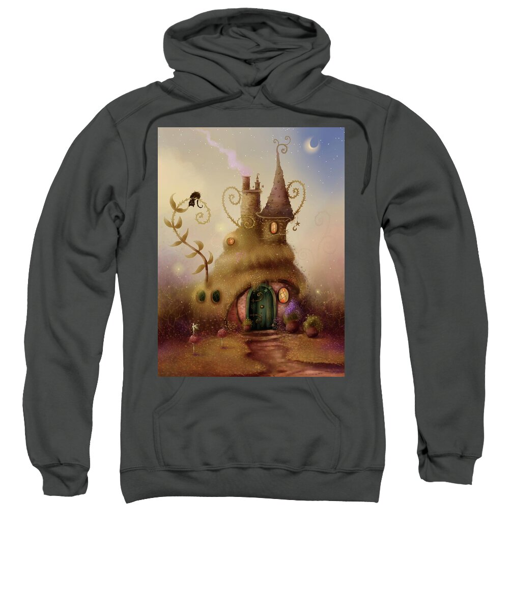 Fairy House Sweatshirt featuring the painting Fairy Fern Cottage by Joe Gilronan