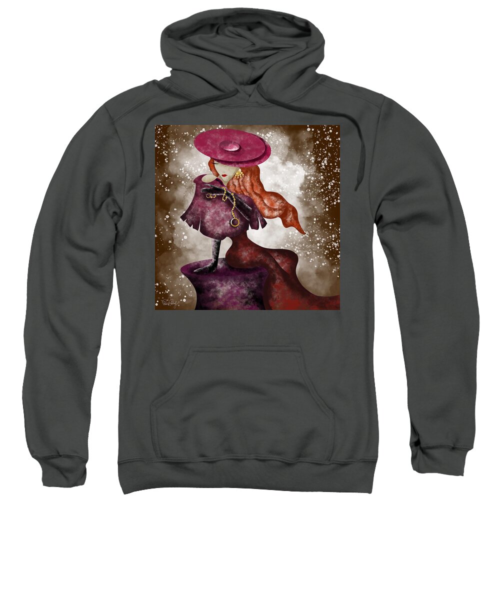 Fairytale Sweatshirt featuring the painting Fairytale lady in red by Patricia Piotrak
