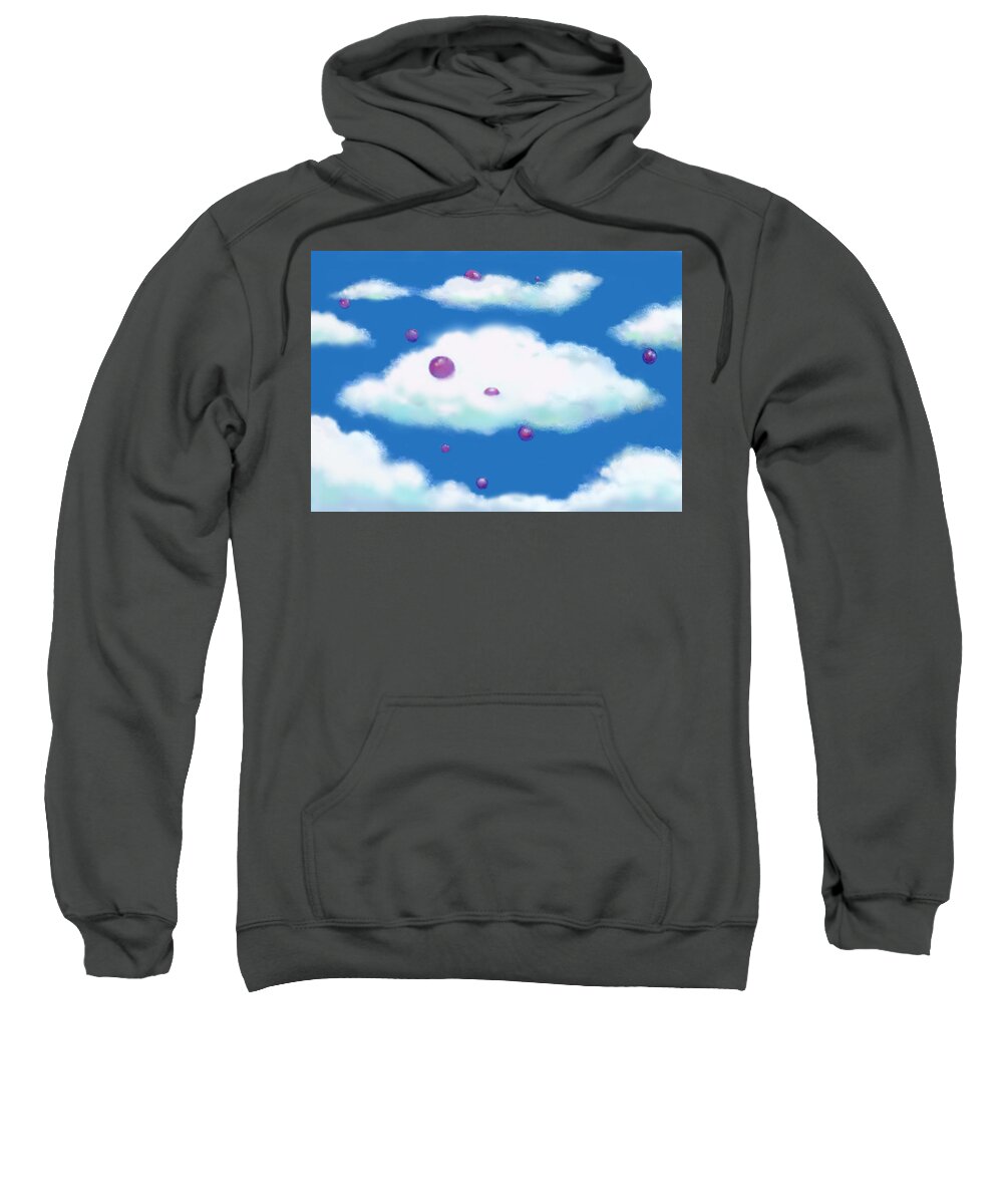 Clouds Sweatshirt featuring the pastel Falling Grapes by Mary Ann Leitch