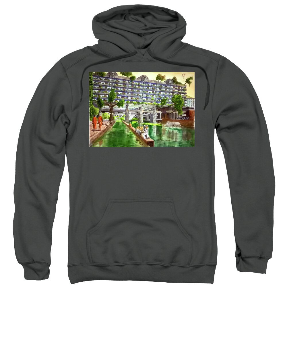 Fantasy Sweatshirt featuring the painting Fantasy IV Utopia Estate by Francisco Gutierrez