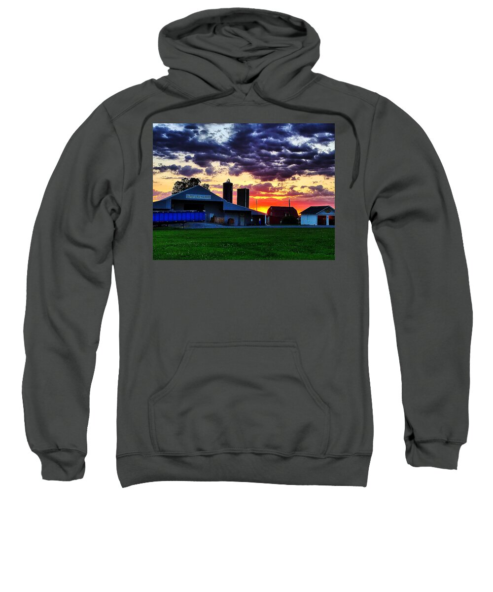  Sweatshirt featuring the photograph Farm sunset by Stephen Dorton