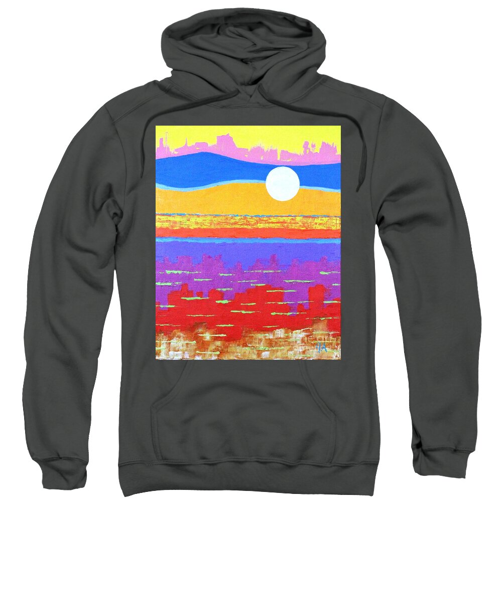 Abstract Sweatshirt featuring the painting Fauvist Sunset by Jeremy Aiyadurai