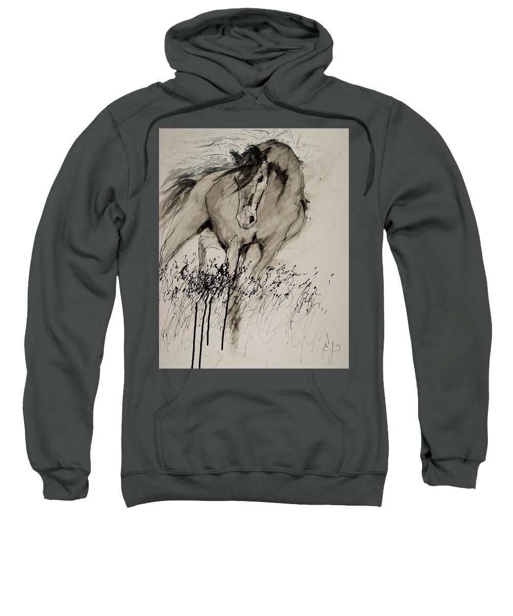 Horse Sweatshirt featuring the painting Field Of Wild by Elizabeth Parashis