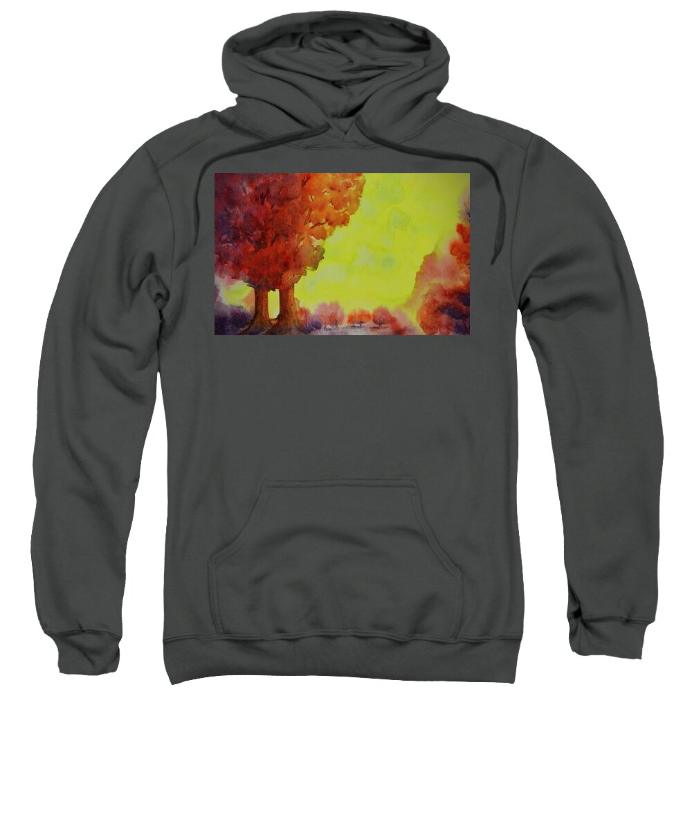 Kim Mcclinton Sweatshirt featuring the painting Fiery Foliage by Kim McClinton