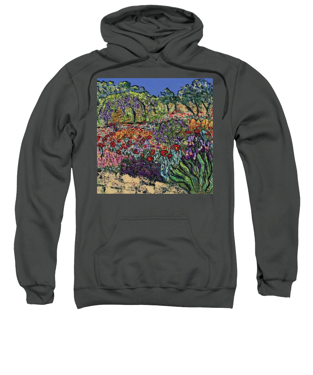 Springtime Garden With Poppies Sweatshirt featuring the painting Fiesta Spring by Julene Franki
