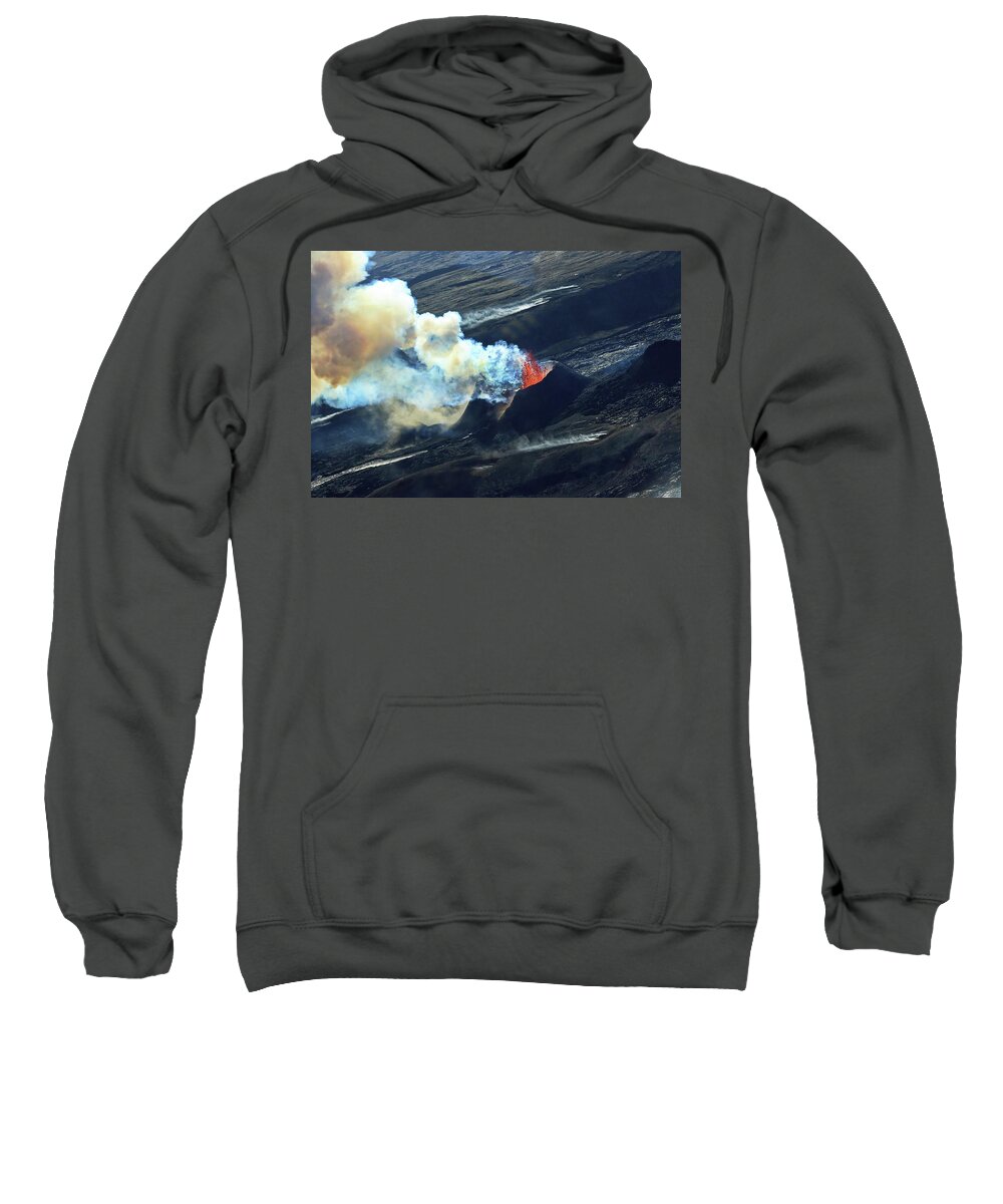 Volcano Sweatshirt featuring the photograph Fire from the air #5 by Christopher Mathews