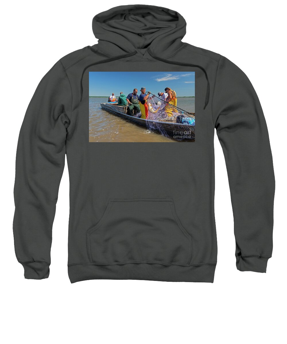 Asian Carp Sweatshirt featuring the photograph Fishing for Invasive Asian Carp by Jim West