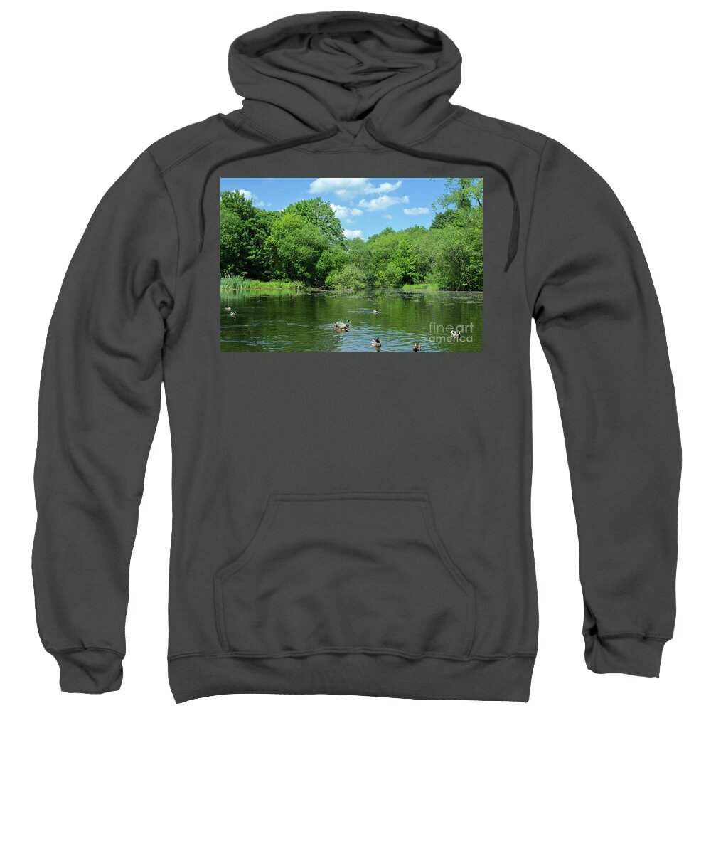 Fishings Sweatshirt featuring the photograph Fishing pond, Boarshaw Clough by Pics By Tony
