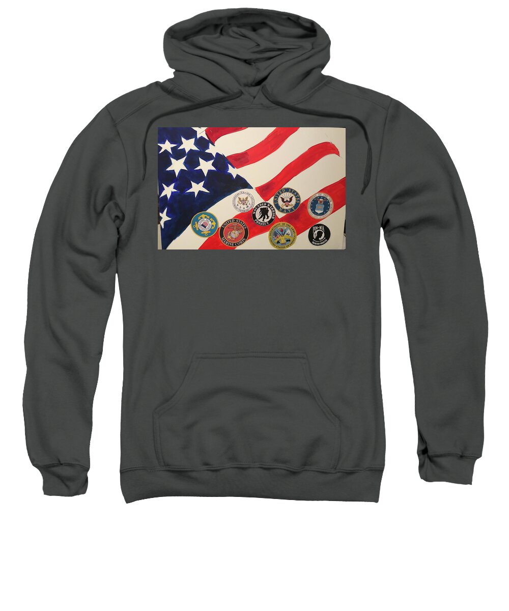  Sweatshirt featuring the mixed media Flag by Angie ONeal