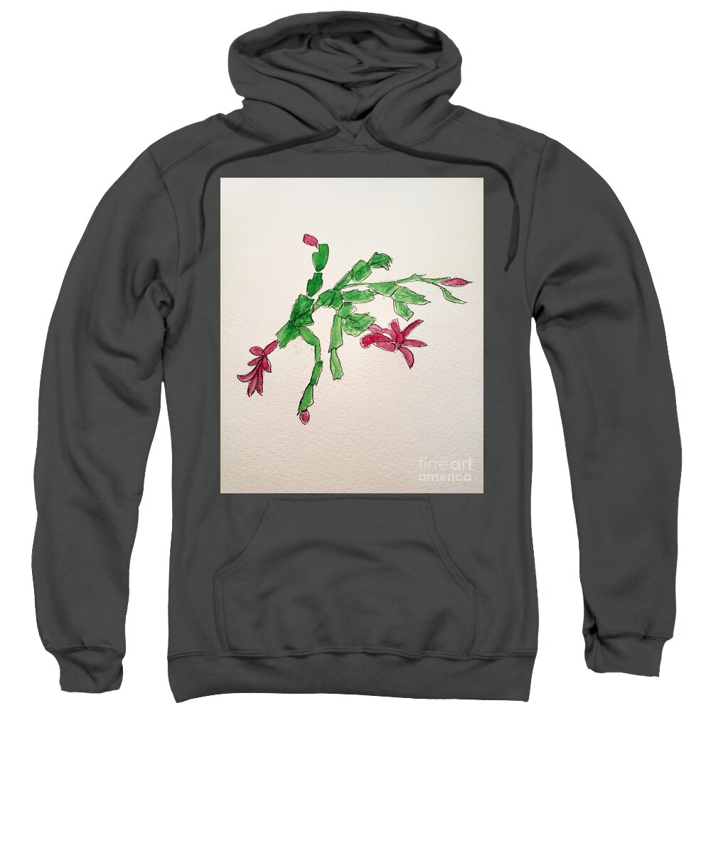 Overcoming Obstacles Sweatshirt featuring the painting Flowering Cactus by Margaret Welsh Willowsilk