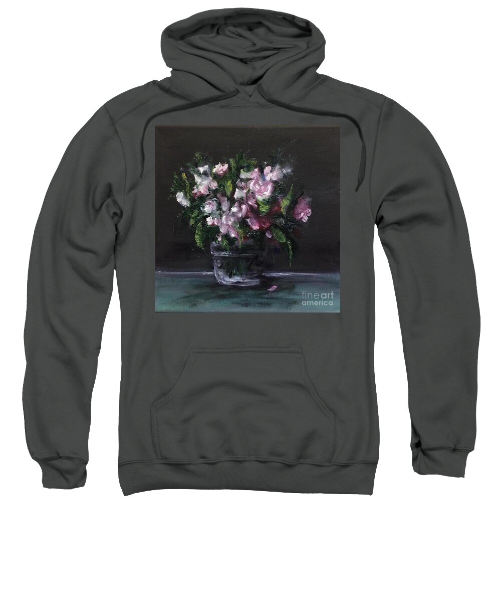 Flowers Sweatshirt featuring the painting Flowers in a Glass Jar by Lizzy Forrester