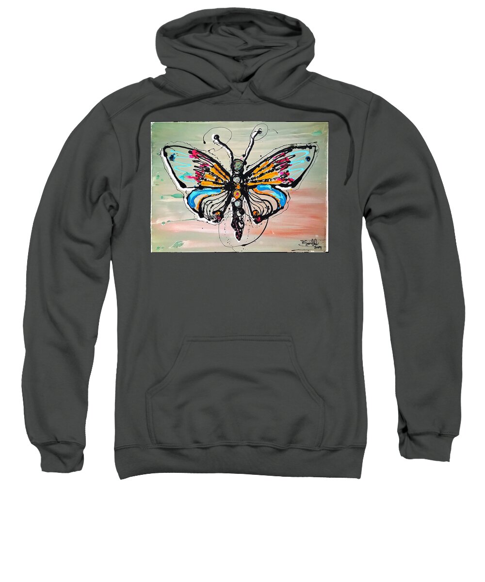 Butterfly Sweatshirt featuring the painting Fly Away by Sergio Gutierrez