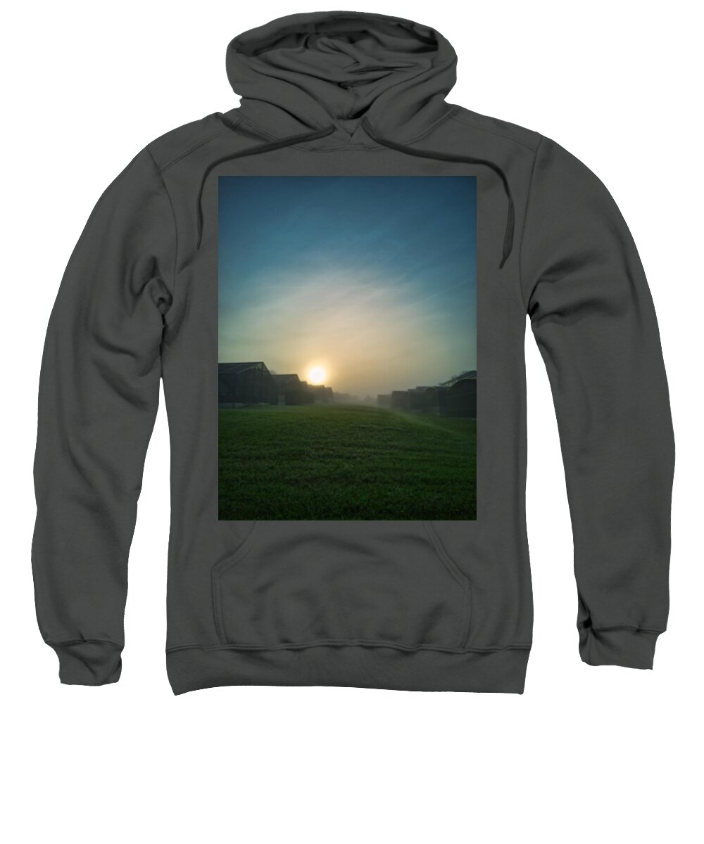 Sunset Sweatshirt featuring the photograph Foggy Morning Suburbia by Portia Olaughlin