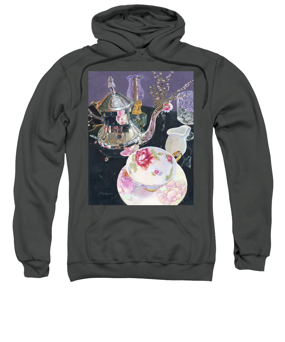 Still Life Sweatshirt featuring the painting Formal Tea by Lynne Reichhart