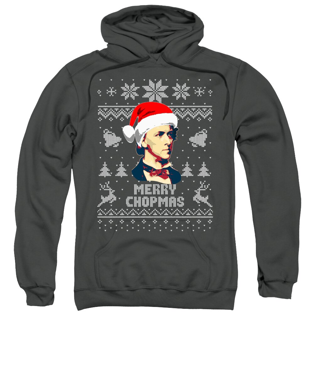 Santa Sweatshirt featuring the digital art Frederick Chopin Merry Chopmas by Megan Miller