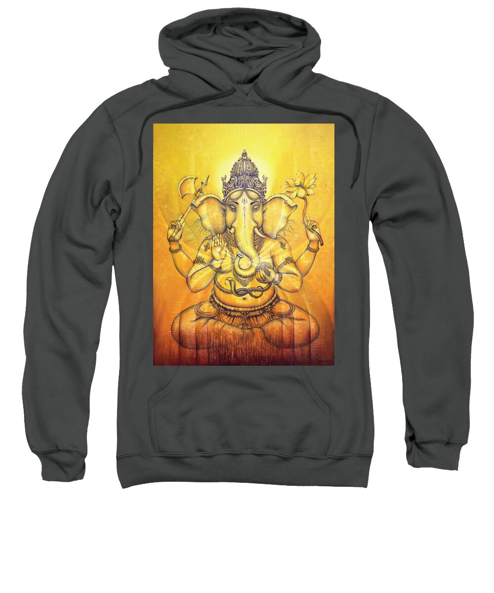 Ganesha Sweatshirt featuring the painting Ganesha darshan by Vrindavan Das