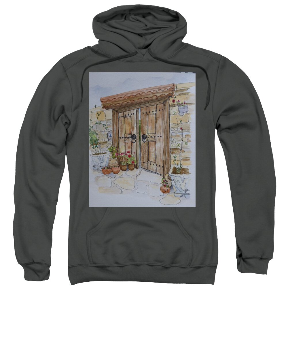 Antique Door Sweatshirt featuring the painting Garden door by Lisa Mutch