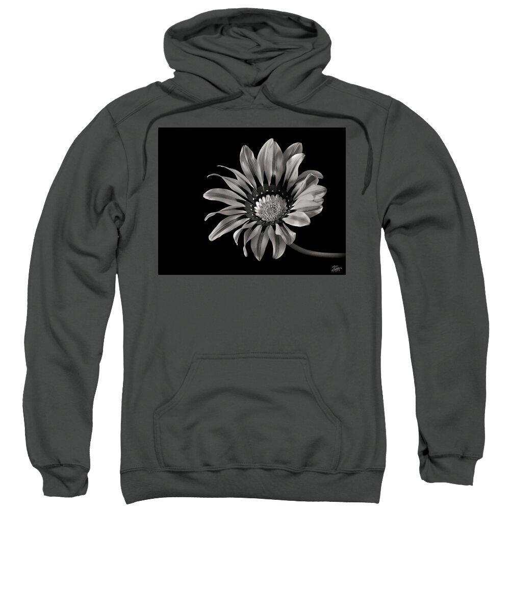Flower Sweatshirt featuring the photograph Gazinia 2 in Black and White by Endre Balogh