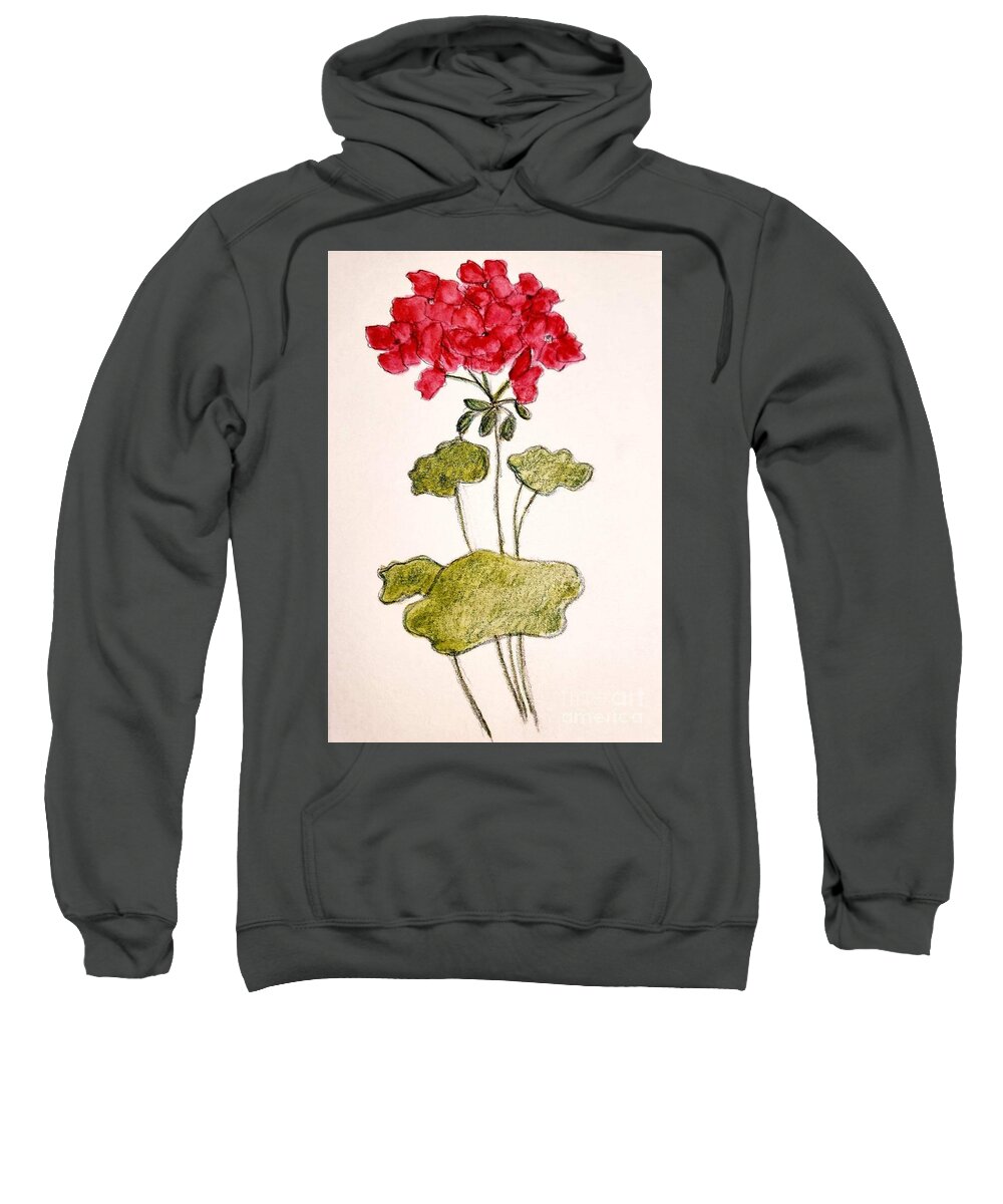 Red Flower Sweatshirt featuring the painting Geranium by Margaret Welsh Willowsilk