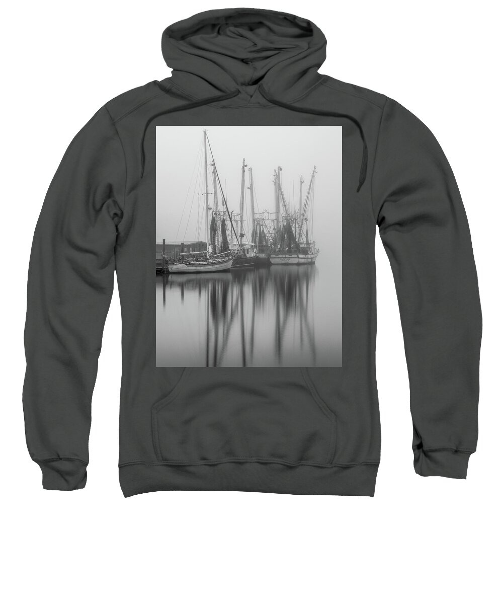 Shem Creek Sweatshirt featuring the photograph Ghost Boats by Donnie Whitaker