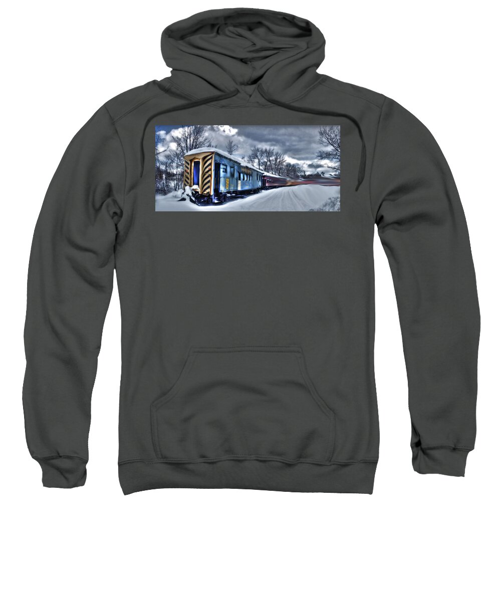 Train Sweatshirt featuring the photograph Ghost Train in an Existential Storm by Wayne King