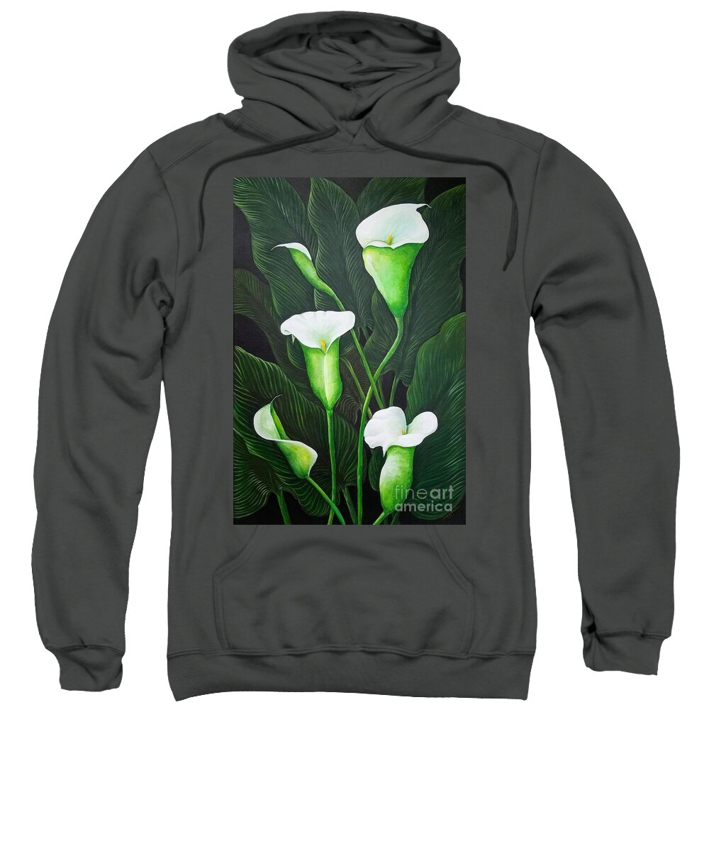 Calla Lilies Sweatshirt featuring the painting Giant Calla Lily by Jimmy Chuck Smith