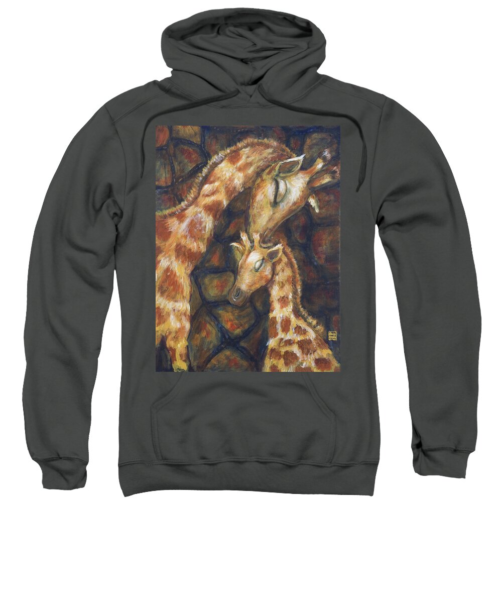 Giraffe Sweatshirt featuring the painting Giraffe I by Nik Helbig