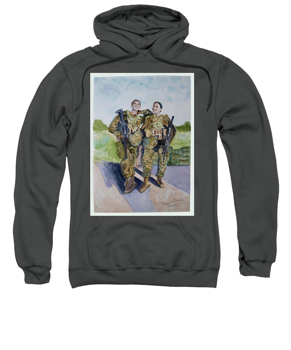 Soldier Sweatshirt featuring the painting Girls' Day Out by Barbara F Johnson