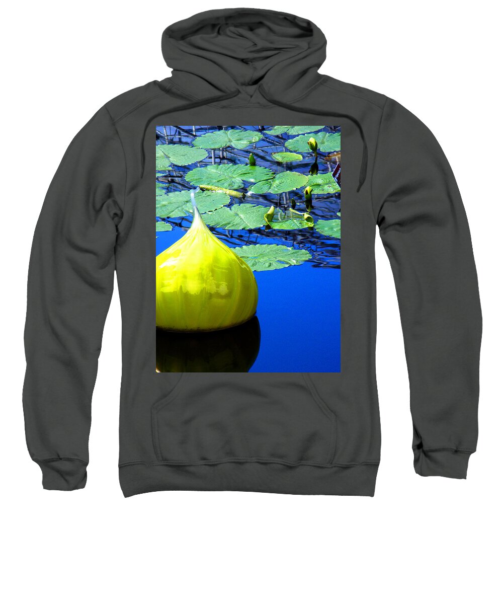 Landscape Sweatshirt featuring the photograph Glass Sculpture Water Lily Missouri Botanical Garden by Patrick Malon