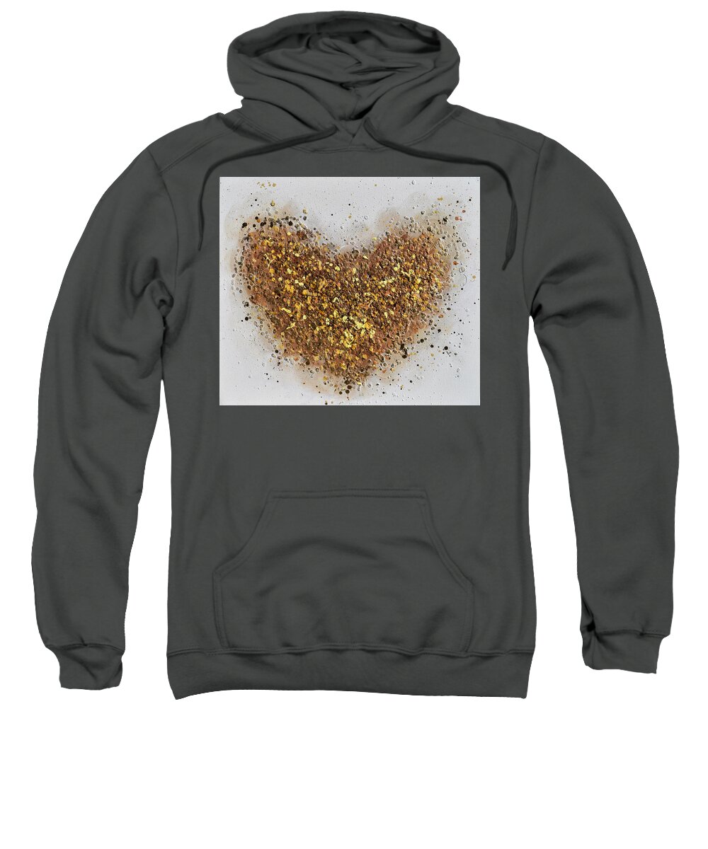 Heart Sweatshirt featuring the painting Golden Heart by Amanda Dagg