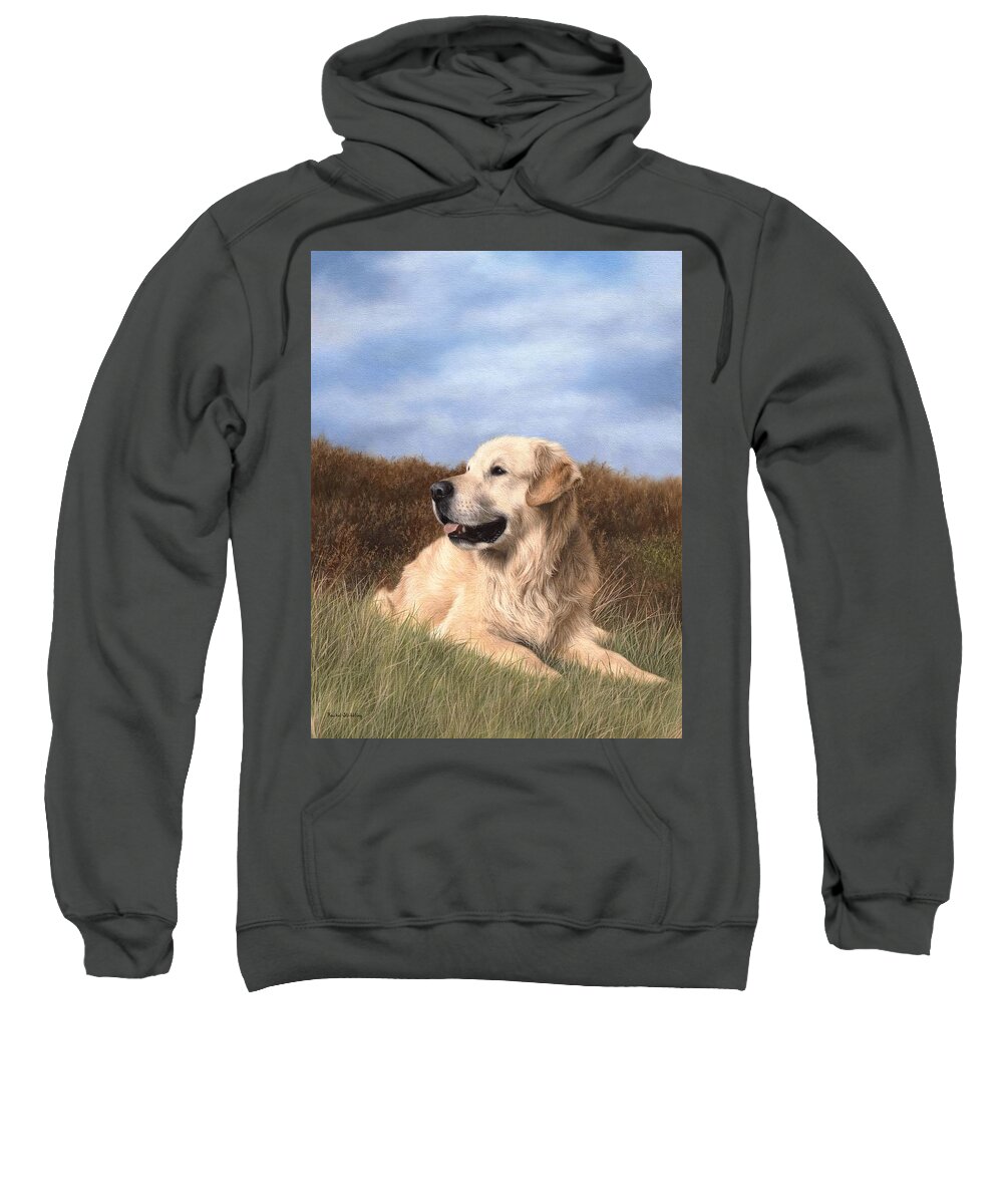 Dog Sweatshirt featuring the painting Golden Retriever Painting by Rachel Stribbling