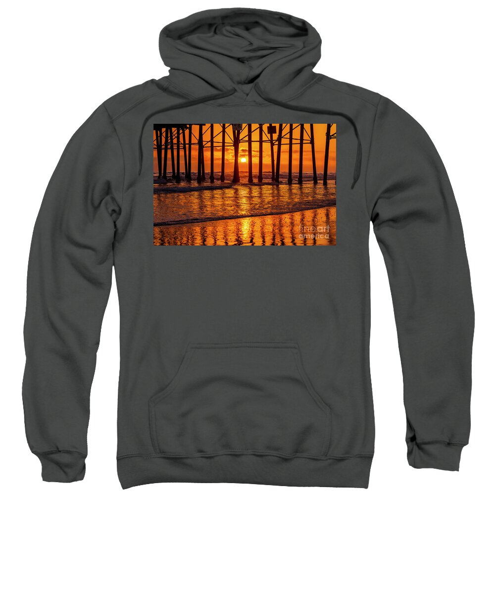Sunset Sweatshirt featuring the photograph Golden Sunset at Oceanside Pier by Rich Cruse