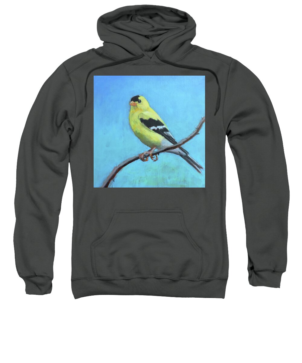 Goldfinch Sweatshirt featuring the painting Goldfinch by John Morris