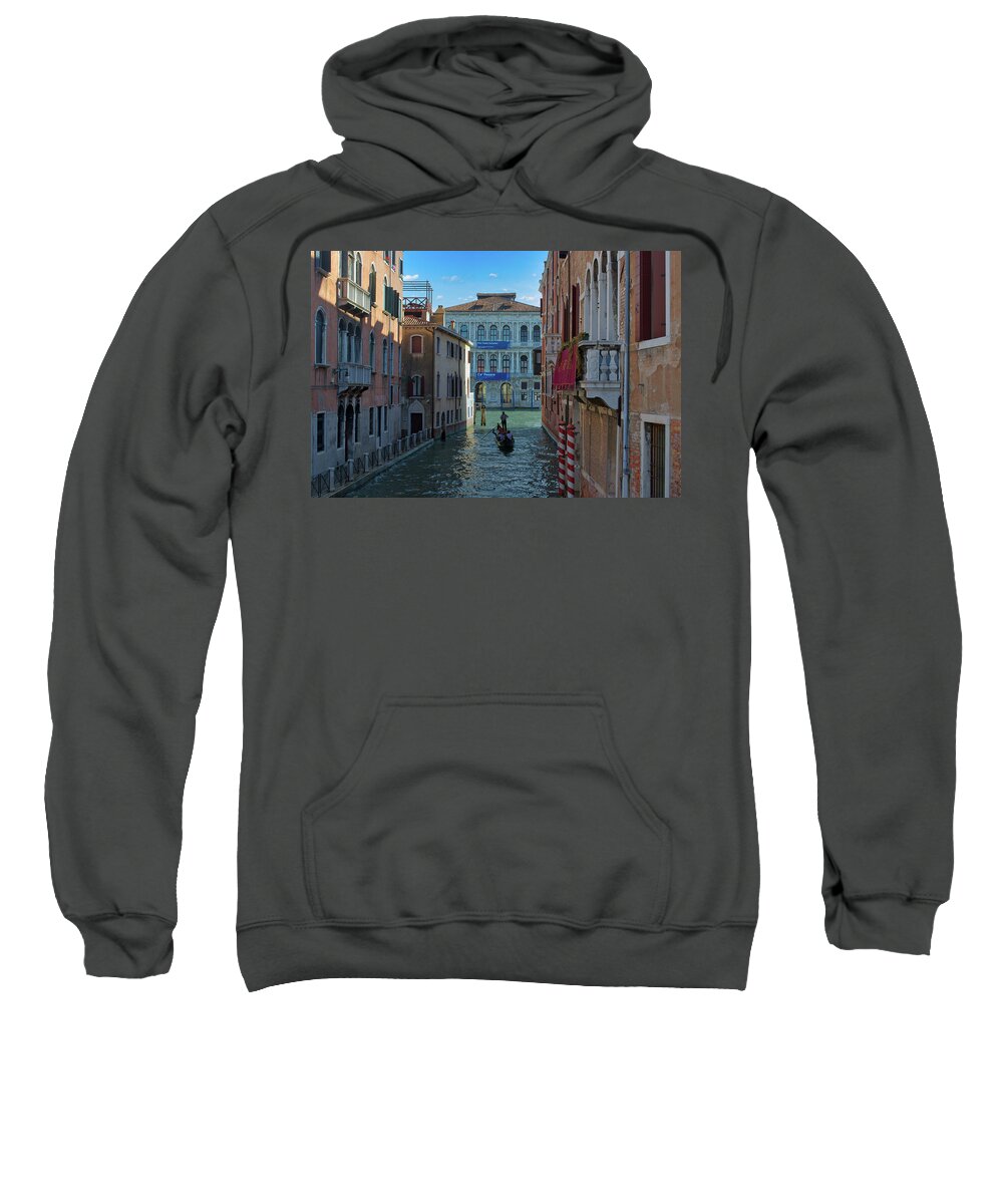 Boat Sweatshirt featuring the photograph Gondola on Venetian Canal by Matthew DeGrushe