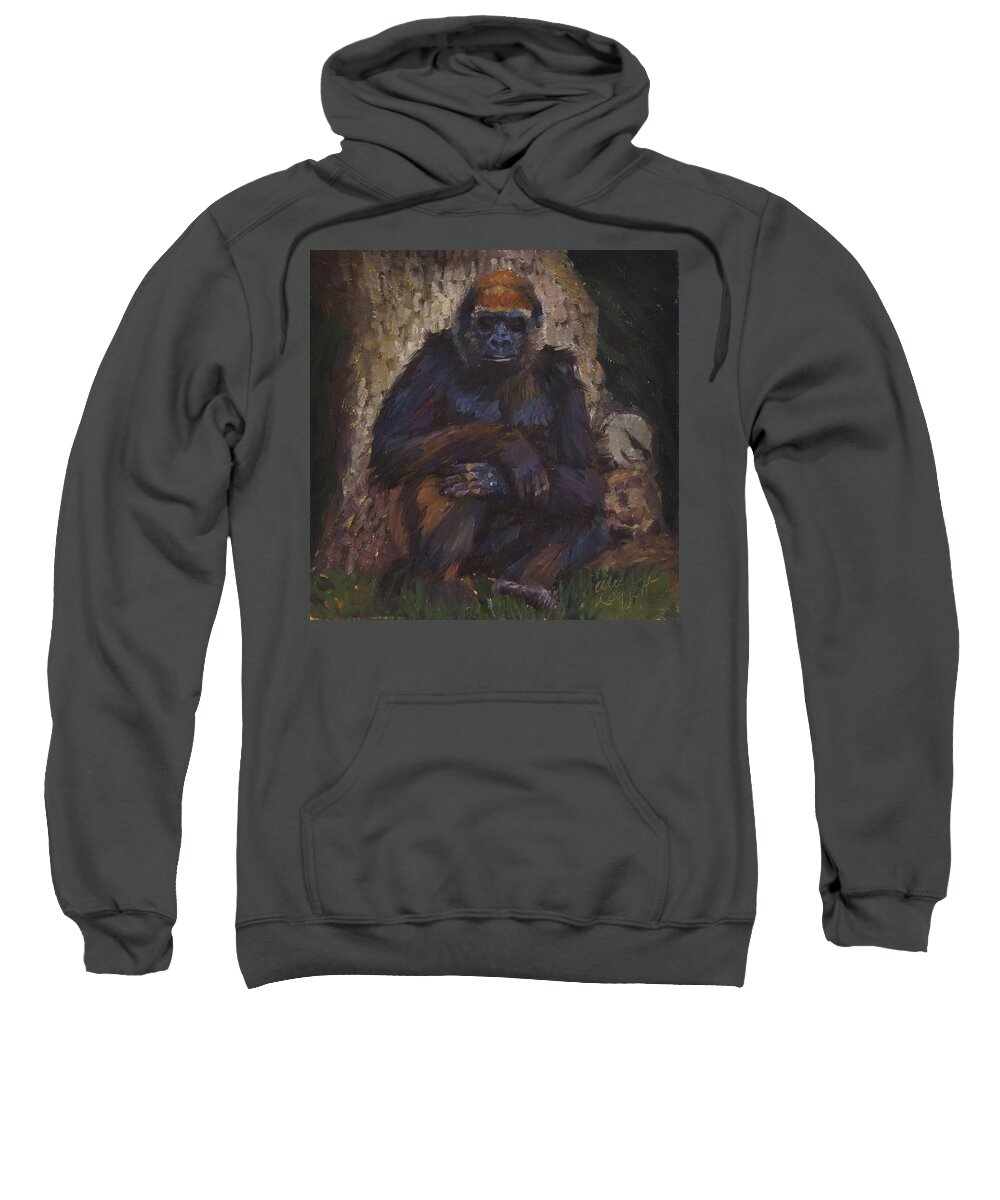 Gorilla Sweatshirt featuring the painting Gorilla My Dreams by Alice Leggett