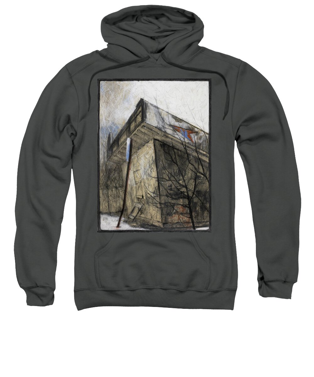 Abandoned Sweatshirt featuring the drawing Graffiti and Ice by Lisa Tennant