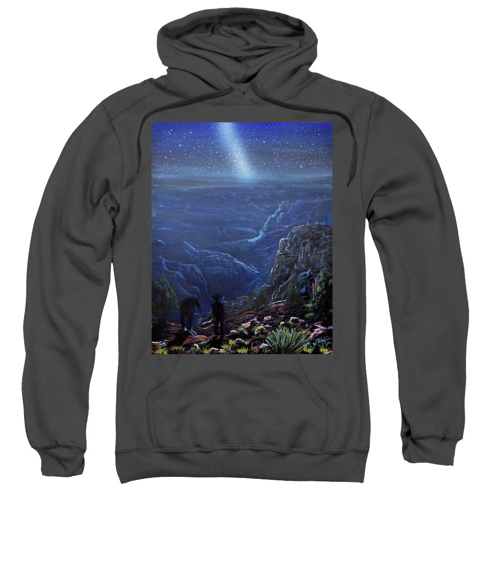 Grand Canyon Sweatshirt featuring the painting Grand Canyon Night by Chance Kafka